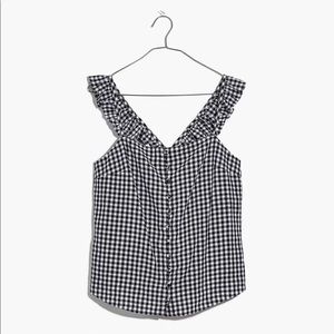 Madewell Ruffle Strap Gingham Top